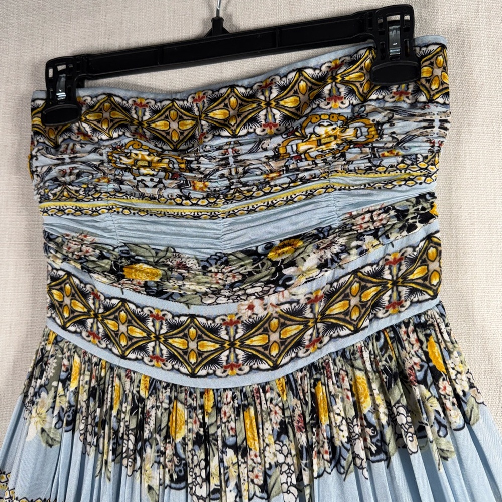 White House Black Market Strapless Blue Floral Tiered Maxi Dress - Picture 2 of 7